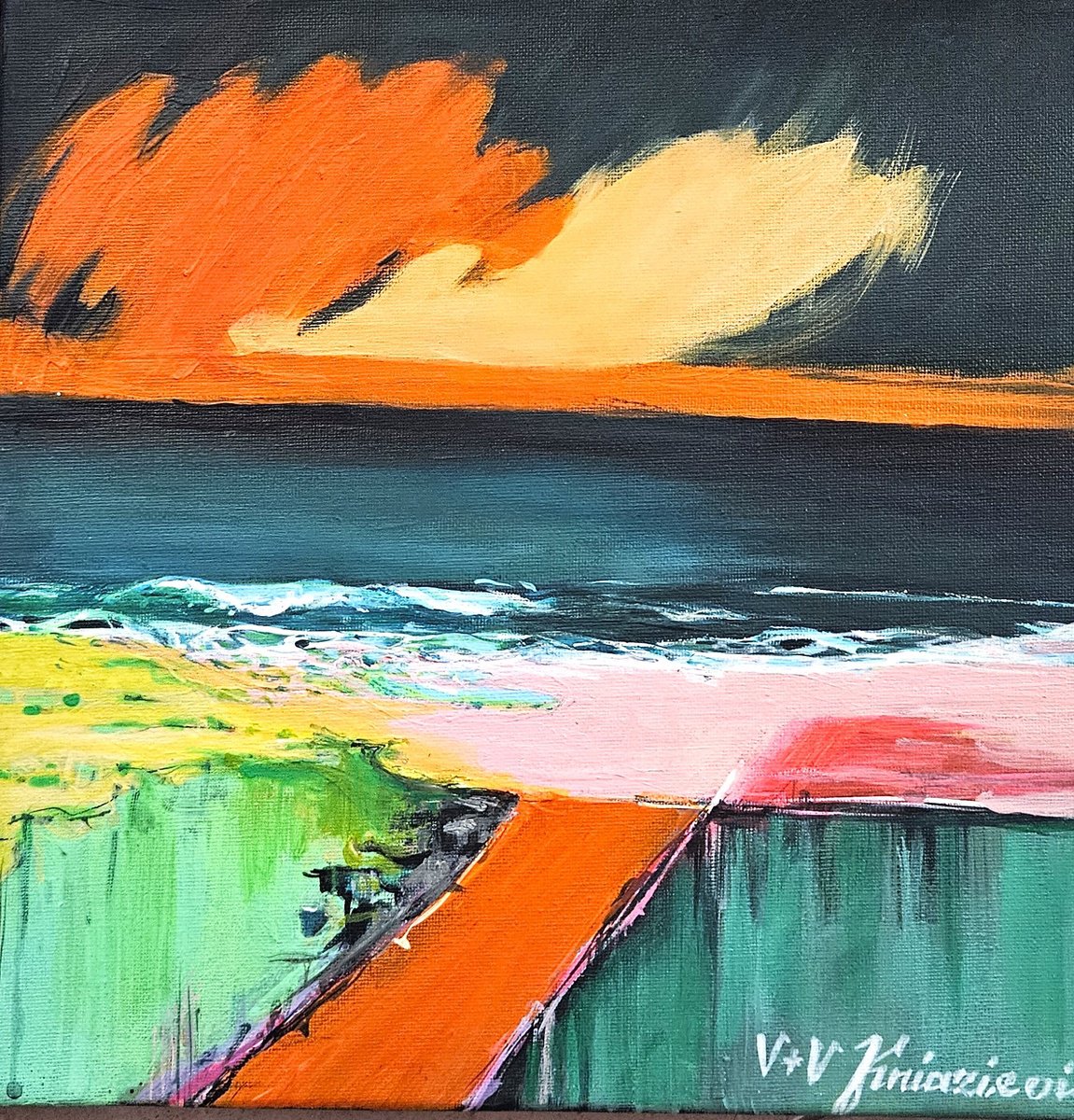 Warm Seascape #3 By V+V Kniazievi, 12 X 12, Artwork For Sale On Artfinder