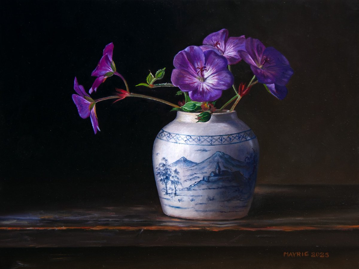 Photorealistic Still Life Oil Painting By Mayrig Simonjan, 16 X 12", Mountain Flower, Original Artwork