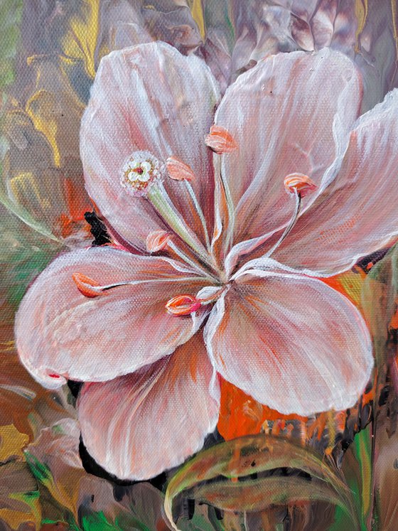 Author's painting "Radiant Lilies". Diptych.