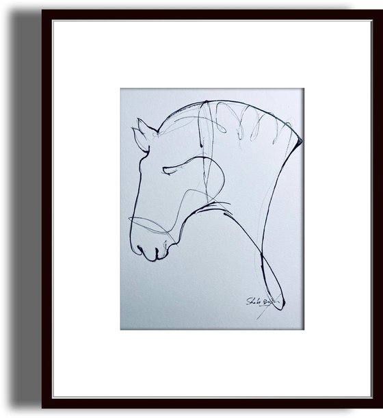 Minimal Horse Head in Ink 2