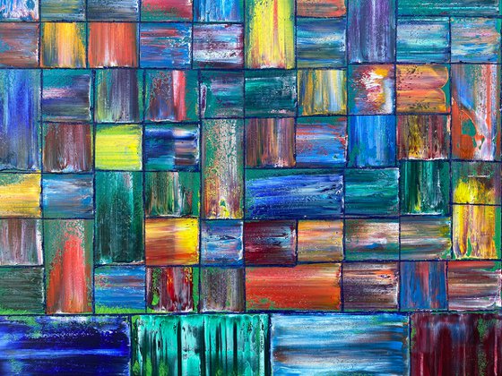 Get Some Structure In Your Life - Original Xt Large PMS Abstract Oil Painting On Canvas - 60 x 60 inches