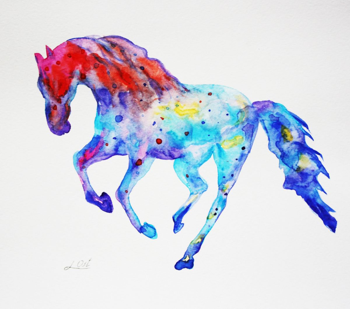 Illustrative Watercolour , Horse, Watercolor By Luba Ostroushko, 12 X 12, Artwork For Sale On Artfinder