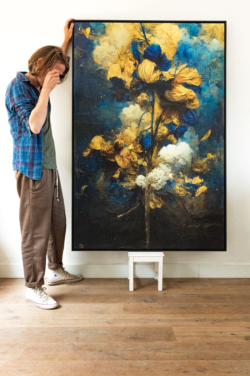Botanical Painting By Teis Albers, 47 X 71", Floral Decay Xi, Original Artwork