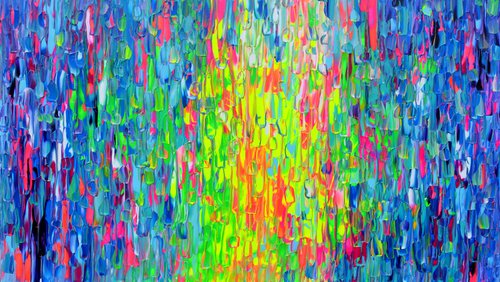 55x31.5'' Large Ready to Hang Colourful Modern Abstract Painting - XXXL Happy Gypsy Dance 9 by Soos Tiberiu