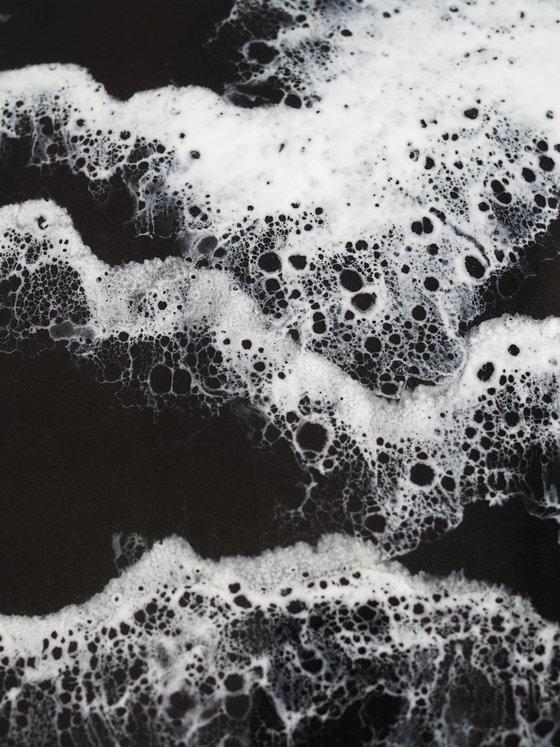 Deep water - original resin artwork, black and white seascape