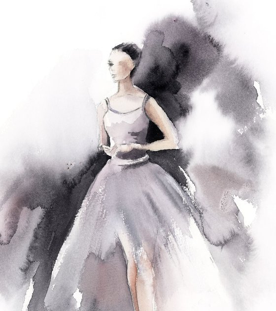 Ballerina in grey and pink n.1