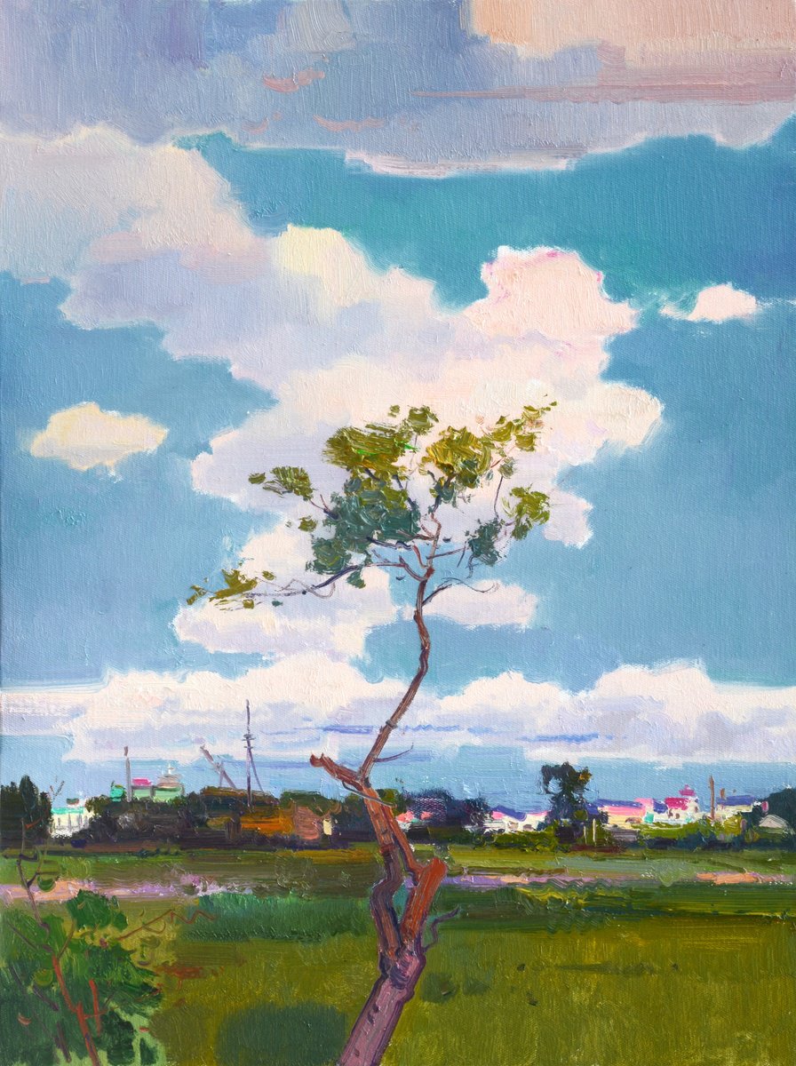 Impressionistic Landscape Oil Painting By Jianzhe Chon, 24 X 31, Spring 233, Original Artwork