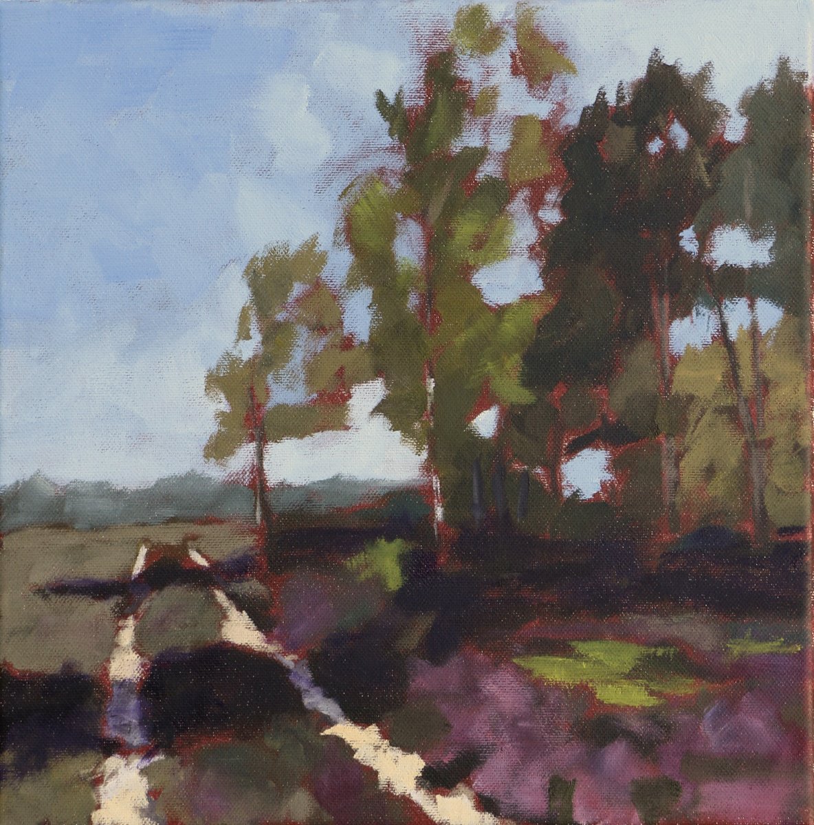 Impressionistic Landscape Oil Painting By Thomas Lengler, 12 X 12", Rhythm Of The Heath, Original Artwork