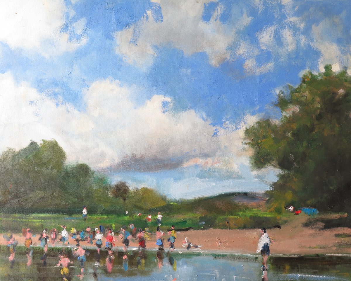 Paddling at Bolton Abbey. by Malcolm Ludvigsen