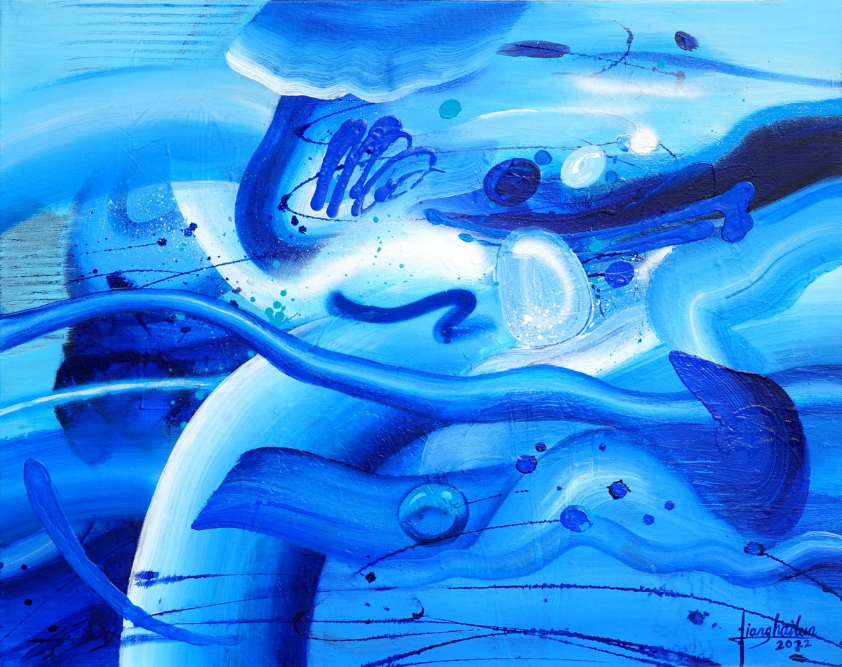 Abstract Acrylic Painting By Liang Hailun, 36 X 29", L