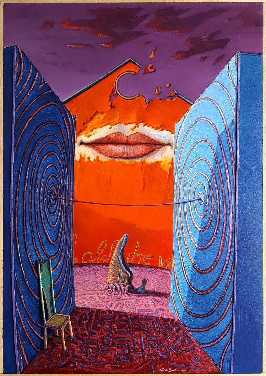 Surrealistic Portrait Painting By Carlo Salomoni, 28 X 40, Union - ( On Demand ), Original Artwork