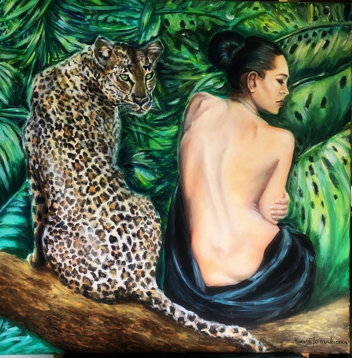 Surrealistic Acrylic Painting , Wild At Heart By Kasia Januszkiewicz, 35 X 35, Artwork For Sale On Artfinder