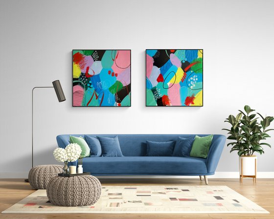 Abstract Colors Harmony Diptych