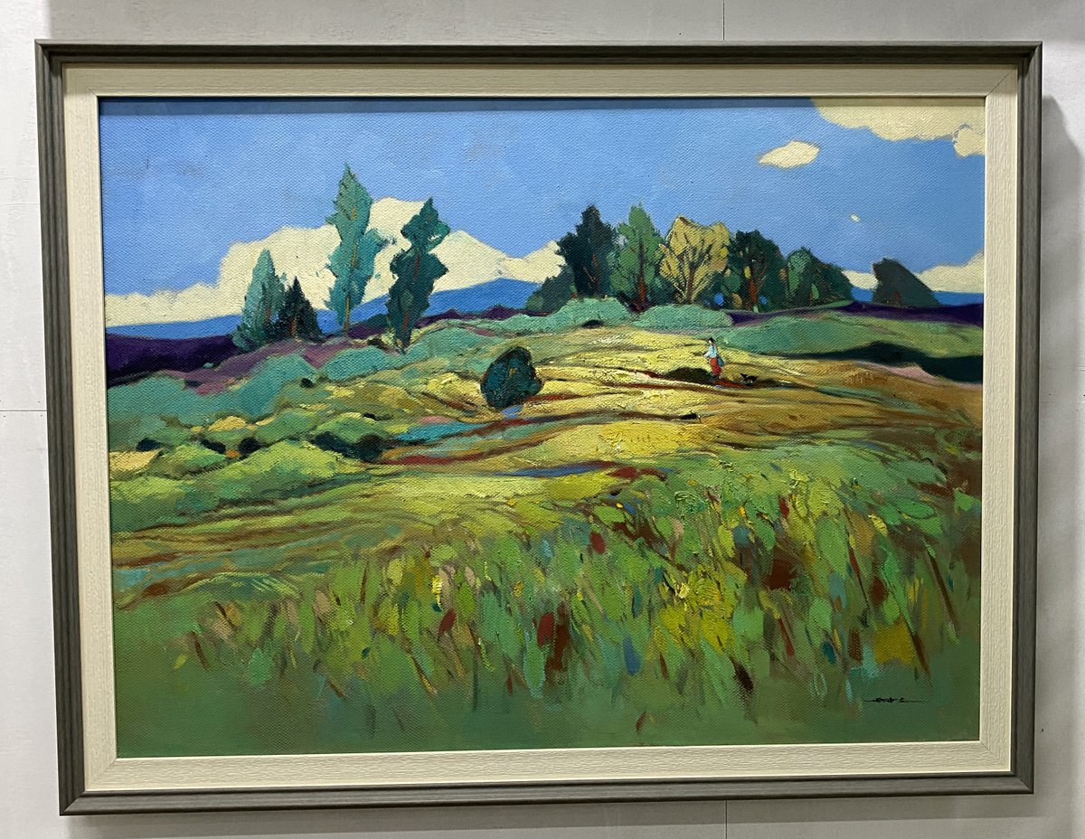 Impressionistic Landscape Oil Painting By Kunlong Wang, 39 X 30", Landscape, Original Artwork