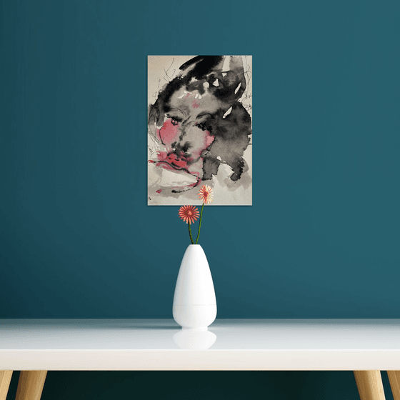 Portrait with red lipstick