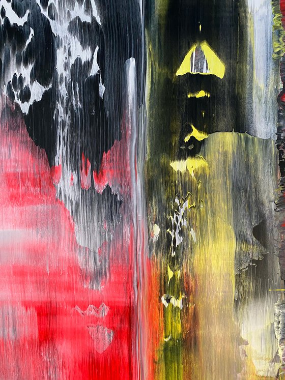 "Let's Get Naughty" - Original PMS Abstract Acrylic Painting On Plexiglass, Framed - 26" x 26"