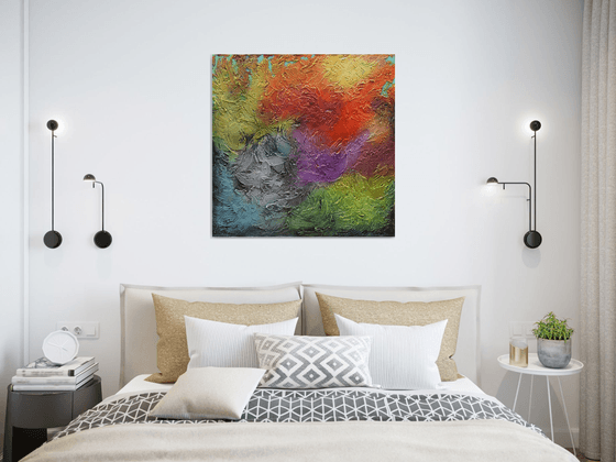 Large Abstract Heavy Textured Painting, Modern Mixed Media Art