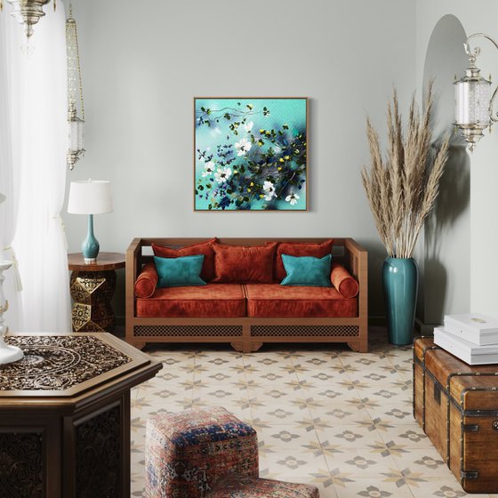 Golden Buds in Turquoise Air