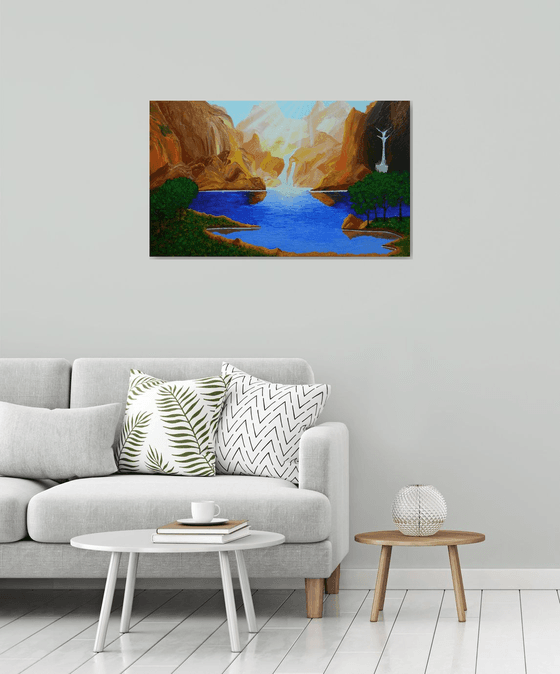 Speaking Water - river waterfalls landscape painting