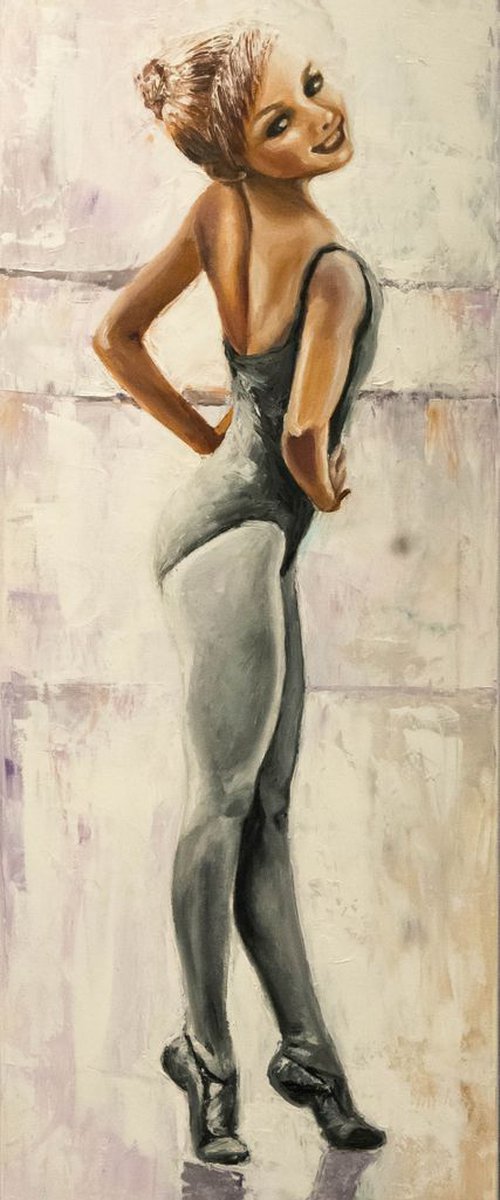 "Got to dance"Original oil painting on canvas 35x100x2 cm. by Elena Kraft