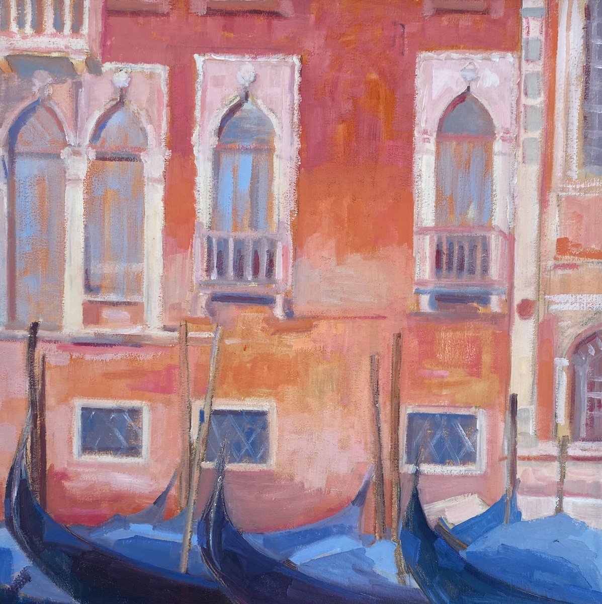 Gondolas with Palace Walls by Chrissie Havers