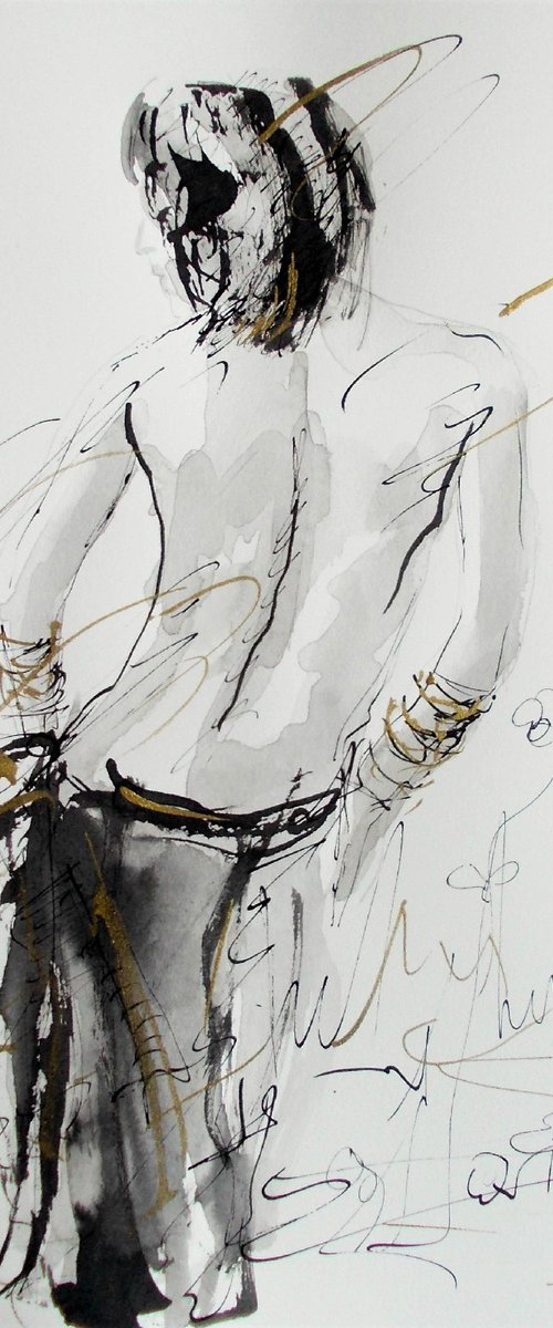 Woman   ink drawing series-Figurative drawing on paper by Antigoni Tziora