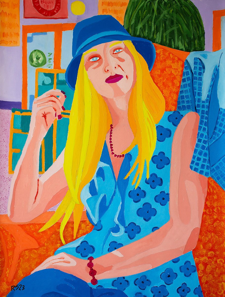 Expressive Portrait Oil Painting By Randall Steinke, 40 X 30", Ashley No. 4, Original Artwork