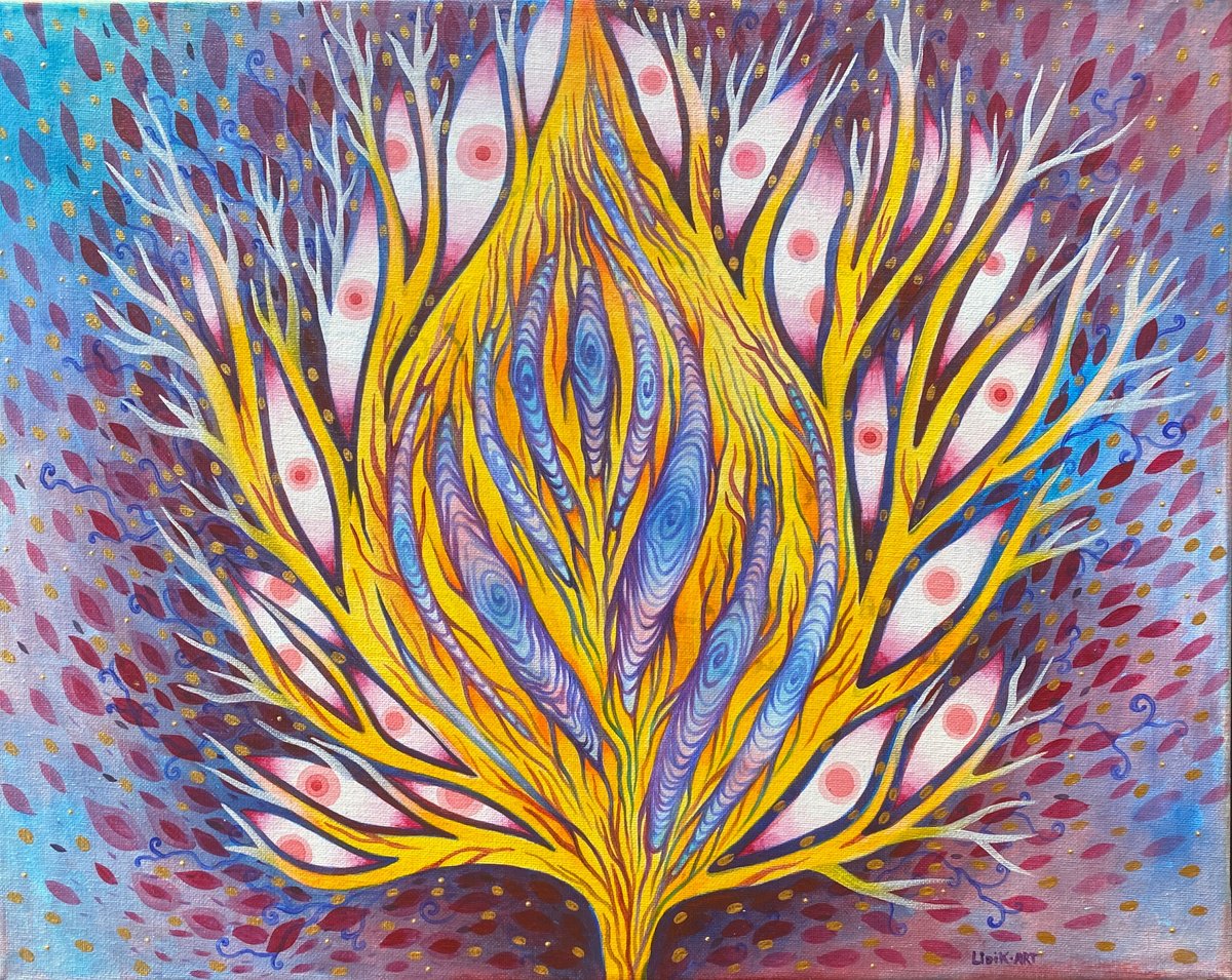 Naive Acrylic Painting , Tantric Energy By Lidia Matviyenko /Lidikart/, 20 X 16, Artwork For Sale On Artfinder