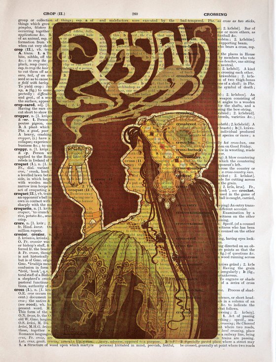 Rajah - Collage Art Print on Large Real English Dictionary Vintage Book Page