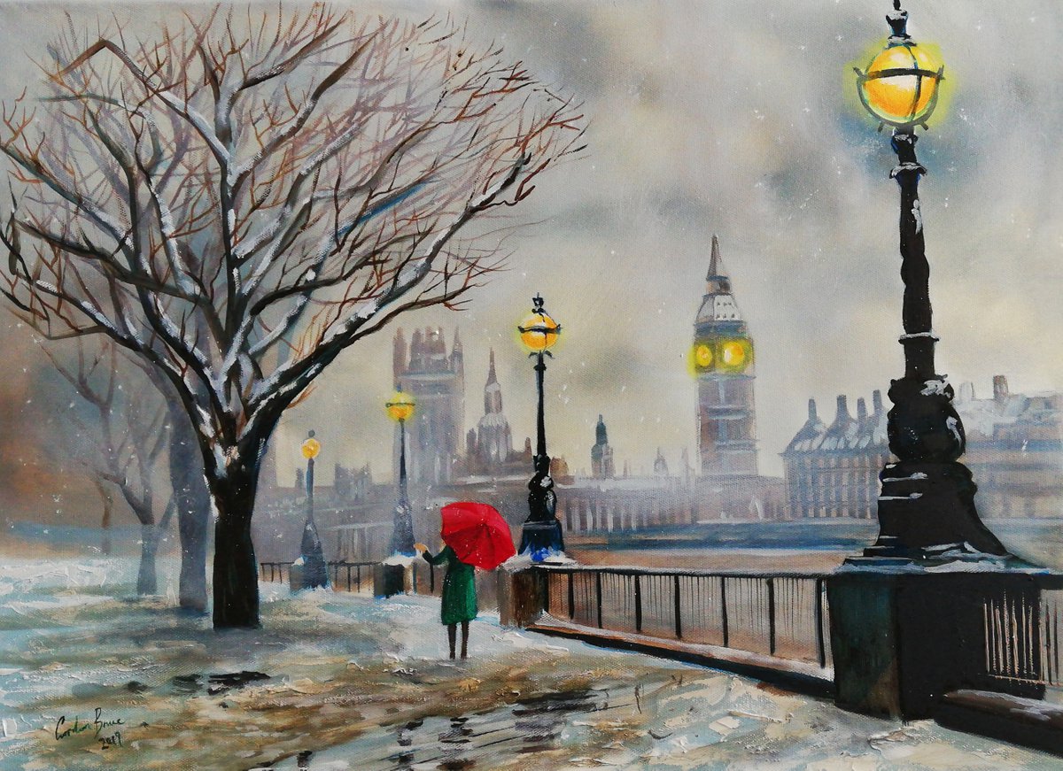 A London Winter Oil painting by Gordon Bruce | Artfinder