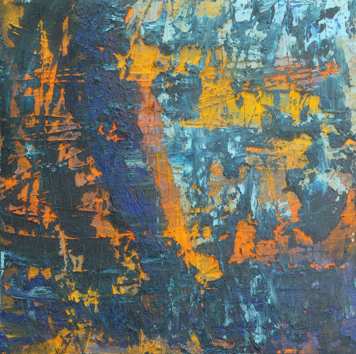 Abstract Oil Painting By Martin Sieverding, 16 X 16", Untitled, Original Artwork