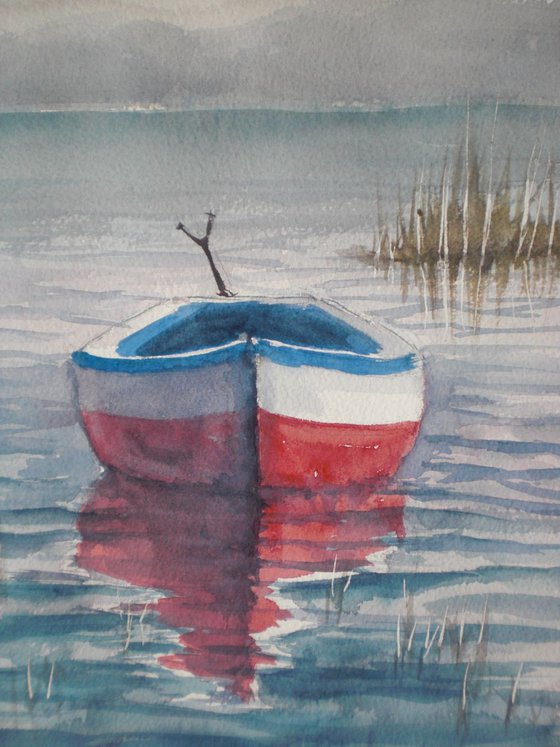 boat in a quiet lake