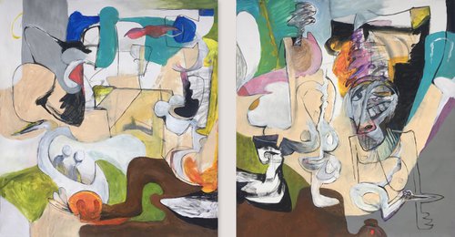 Abstract landscape N9. Afternoon nap. Diptych by Michael Ioffe