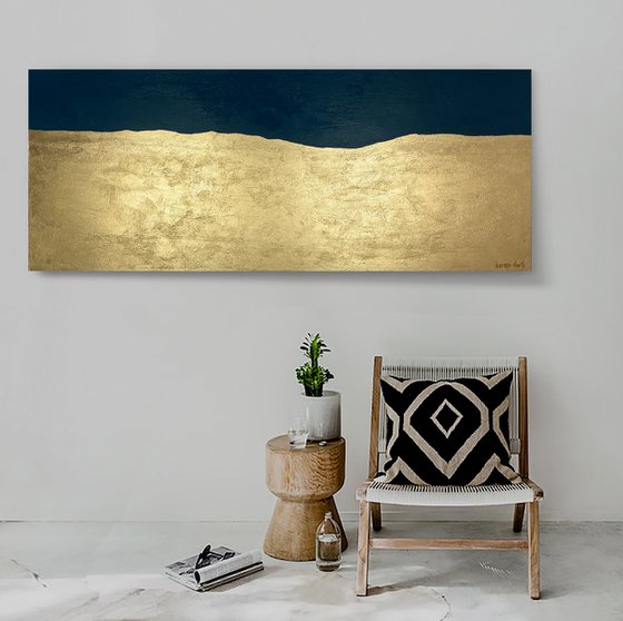 Wise Lands Three - 152 x 61 cm - metallic gold paint and acrylic on canvas