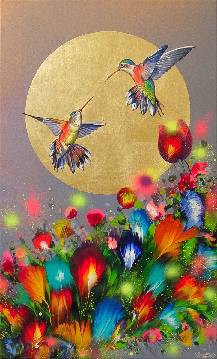  - �Hummingbirds at Sunset - � 23.6 x 39.4 .... (60 x 100 cm) by Irini Karpikioti
