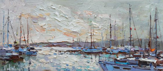 Sailing yachts  Original seascape painting