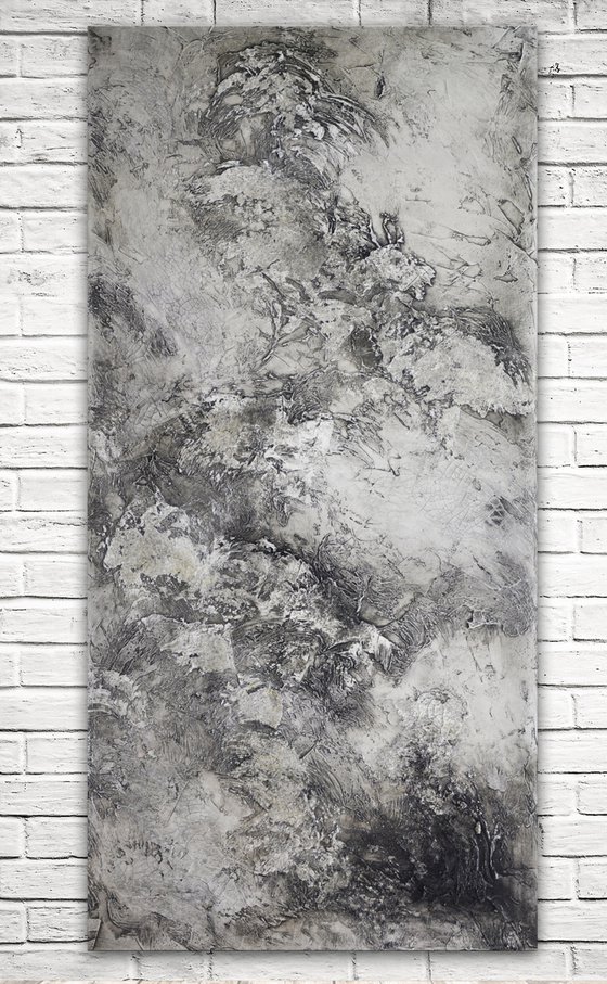 Moon - Black, white and grey painting