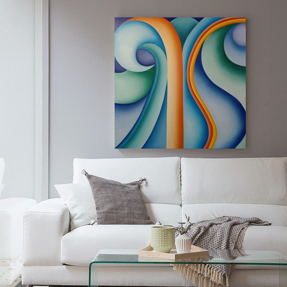 Abstract blue and orange by Brenda Daniela