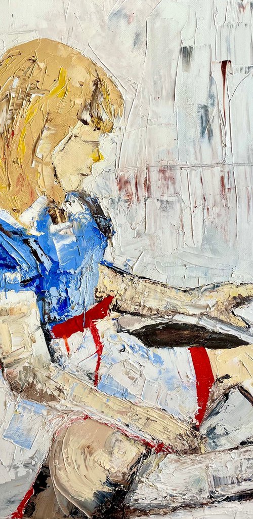 Little girl with cat by Jennifer Day