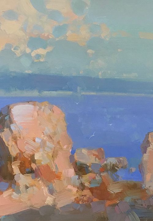 Malibu, Original oil painting, Handmade artwork, One of a kind by Vahe Yeremyan