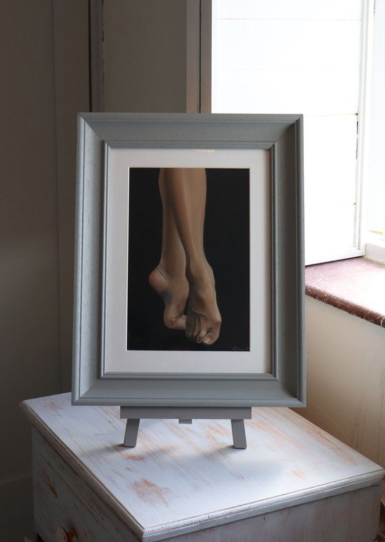 Demi-pointe, Ballet Feet, On Pointe Painting, Ballerina, Dance, Framed and Ready to Hang, Feet on Tip-Toes