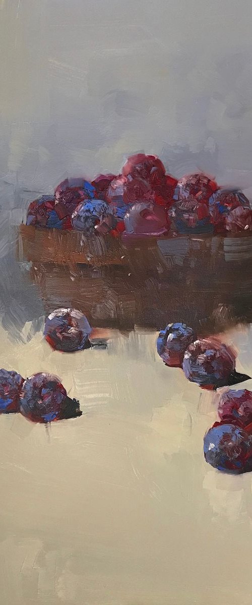 Plums, Still Life, Original oil painting  Hand painted artwork One of a kind by Vahe Yeremyan