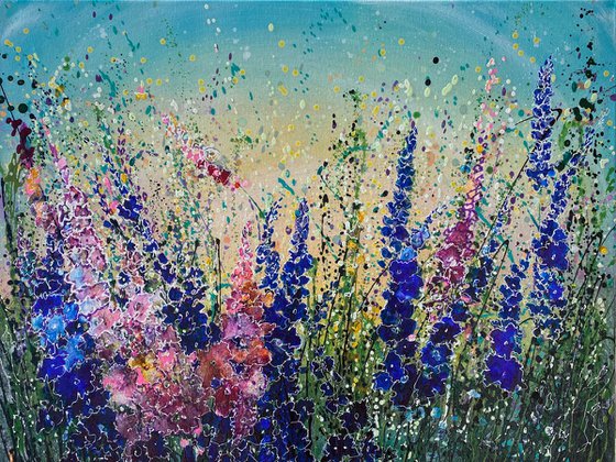 The accidental  Floral Splatter #2 Original Painting  24" X 18" X 0.5"