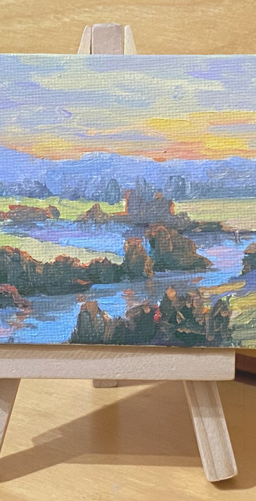 River Bend Sunset Miniature by Tatyana Fogarty