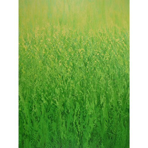Sunshine Greens - Modern Abstract Green Field by Suzanne Vaughan