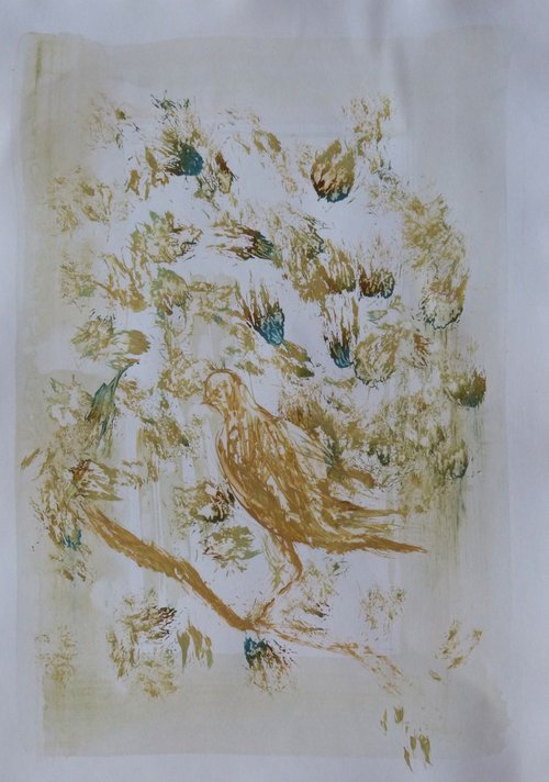 Birds of the park Monceau 4, 41x29 cm by Frederic Belaubre