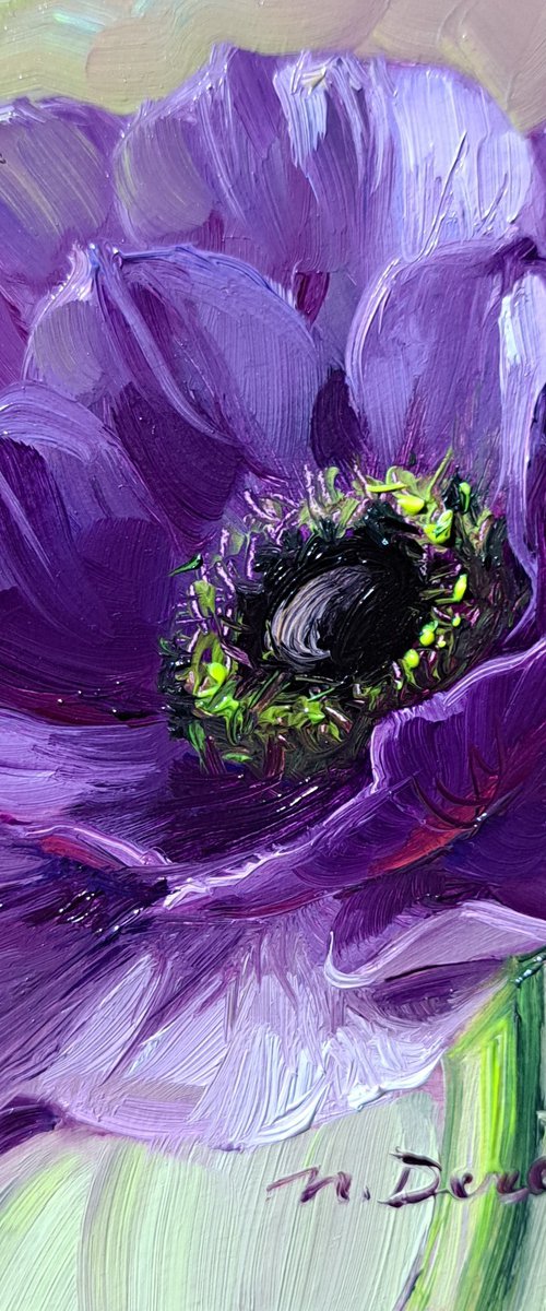 Anemon flower purple by Nataly Derevyanko