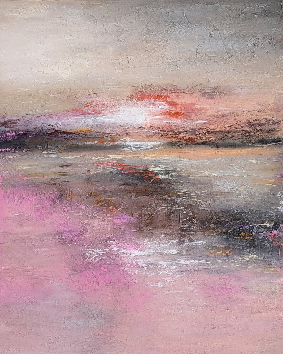 Organic Abstract Painting By Veronika Obushikhina, 20 X 24", Dreamy Horizons, Original Artwork