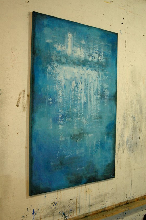 "Reflections At Dusk". Large abstract painting. 120 x 80 cm.