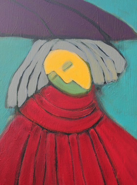 Two under an umbrella.